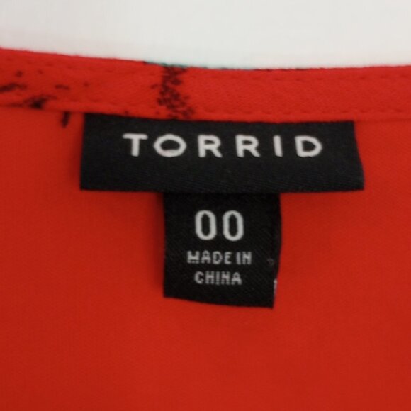 Torrid Red Floral Mini Gauze Lace-Up Skater Dress - Picture 3 of 11